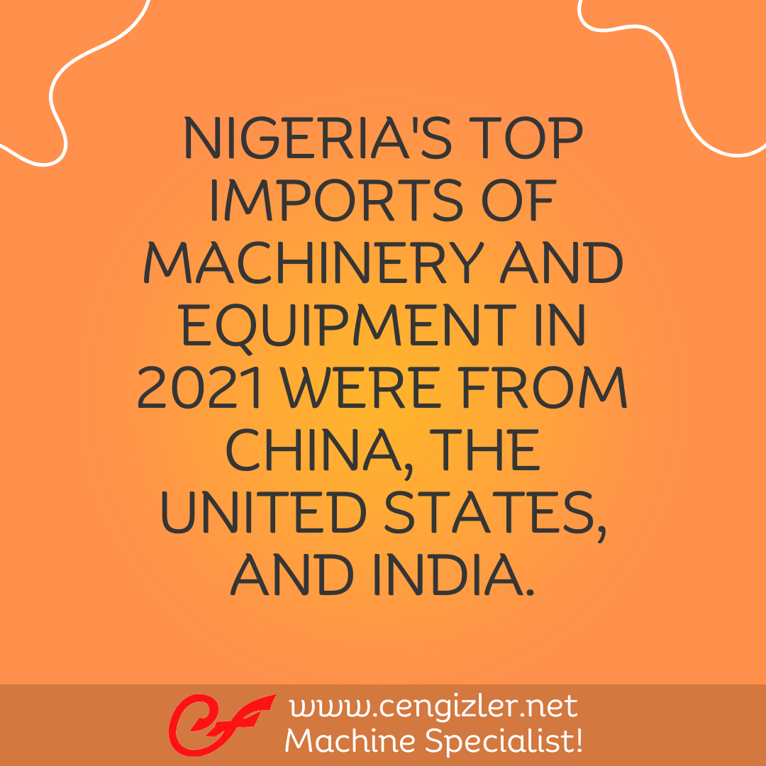 4 Nigeria's top imports of machinery and equipment in 2021 were from China, the United States, and India